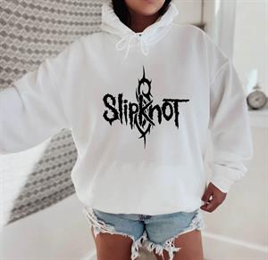 Slipknot Beyaz Kapüşonlu Sweatshirt