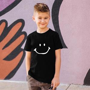 Smile Baskılı Siyah Çocuk T-shirt