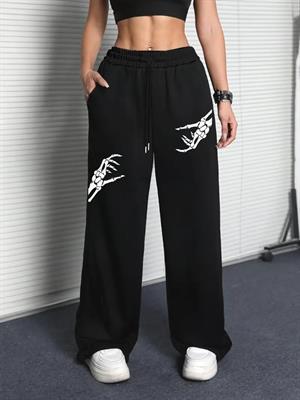 Sokak Tarzı Gotik Baskılı Unisex Baggy Eşofman