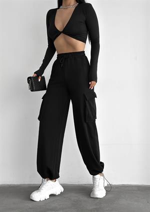 Sokak Tarzı Kargo Cepli Lastik Paça Unisex Jogger Fit Tracksuit