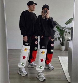 Sokak Tarzı Kolaj Baskılı Oversize Unisex Eşofman