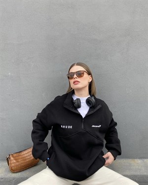 Sokak Tarzı Rhude Fermuar Yaka Oversize Unisex Sweatshirt