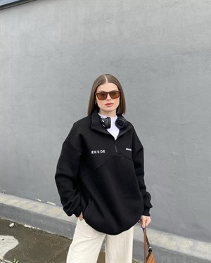 Sokak Tarzı Rhude Fermuar Yaka Oversize Unisex Sweatshirt