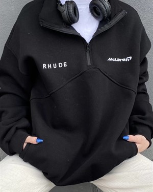 Sokak Tarzı Rhude Fermuar Yaka Oversize Unisex Sweatshirt