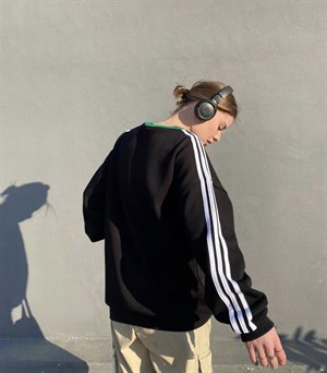 Sokak Tarzı Siyah Strygole Oversize Unisex Sweatshirt