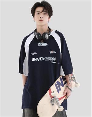 Sokak Tarzı Smarttooth Baskılı Siyah Unisex Oversize Unisex Oversize T-shirt