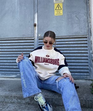 Sokak Tarzı Williamsburg Oversize Unisex Krem Sweatshirt