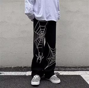 Spider Detail Streetwear Baggy Pantolon