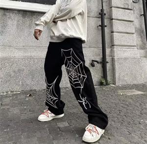 Spider Detail Streetwear Baggy Pantolon