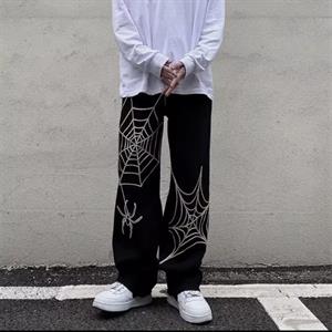 Spider Detail Streetwear Baggy Pantolon