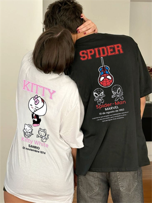 Spider & Hello Kitty Detail Oversize Unisex T-Shirt