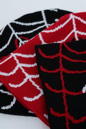 Spider Web Örümcek Siyah Beyaz Bere