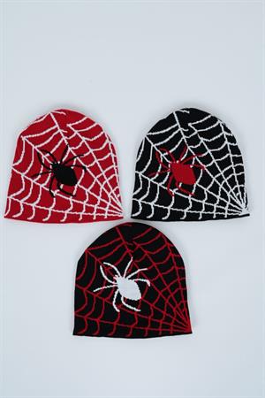 Spider Web Örümcek Siyah Beyaz Bere