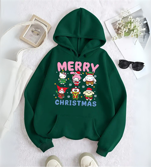 SpongeBob Friends Merry Christmas Baskılı Kapşonlu Sweatshirt