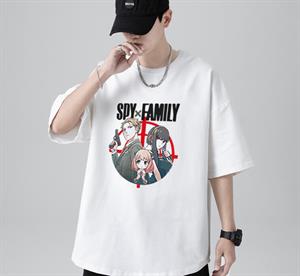Spy X Family Logo Baskılı Beyaz Unisex Oversize T-shirt