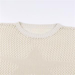 Star Detail Oversize Krem Rengi Triko Örgü Kazak