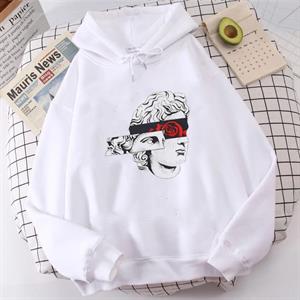Statue Rose Beyaz Unisex Kapüşonlu Oversize Sweatshirt Hoodie