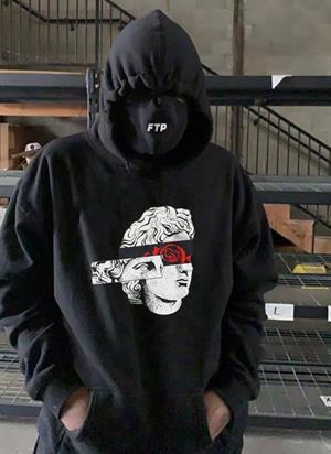 Statue Rose Siyah Unisex Kapüşonlu Oversize Sweatshirt Hoodie
