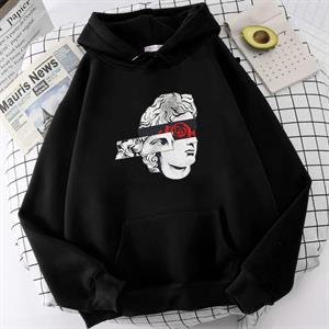 Statue Rose Siyah Unisex Kapüşonlu Oversize Sweatshirt Hoodie