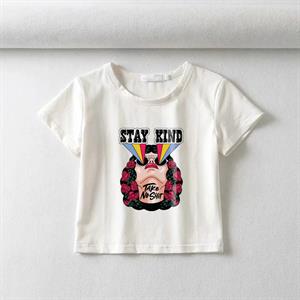 Stay Kind Girl Baskılı Beyaz Crop