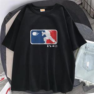 Street Fighter Baskılı Siyah Unisex Oversize T-shirt