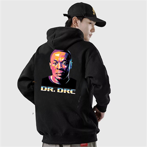 Street Wear Dr. Dre Baskılı Oversize Unisex Siyah Kapşonlu Hoodie Sweatshirt