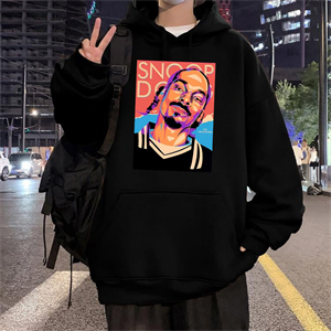 Street Wear Hip-Hop Snoop Dogg Baskılı Oversize Unisex Siyah Kapşonlu Hoodie Sweatshirt