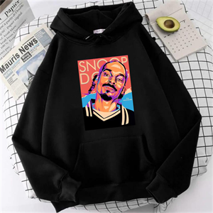Street Wear Hip-Hop Snoop Dogg Baskılı Oversize Unisex Siyah Kapşonlu Hoodie Sweatshirt