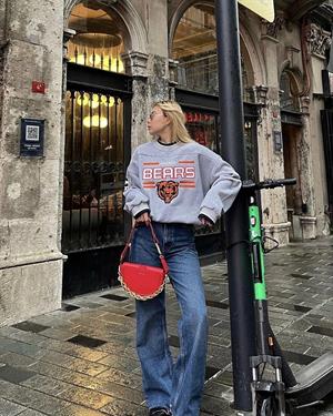 Streetwear Bears Gri Unisex Oversize Bisiklet Yaka Sweatshirt