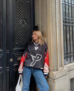 Streetwear Equipment P Siyah Unisex Oversize V Yaka Sweatshirt