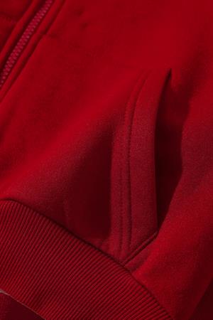 Streetwear Fermuarlı Uzun Kollu Kırmızı Crop Hırka
