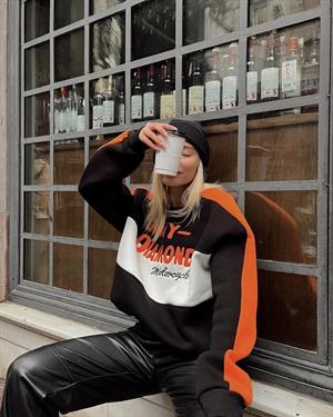 Streetwear Heavy Diamonds Unisex Oversize Bisiklet Yaka Sweatshirt