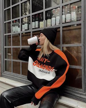 Streetwear Heavy Diamonds Unisex Oversize Bisiklet Yaka Sweatshirt