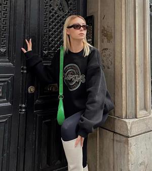 Streetwear Pumpkins Siyah Unisex Oversize Bisiklet Yaka Sweatshirt