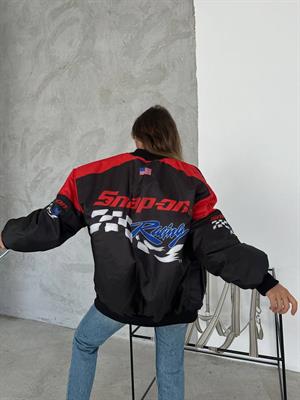 Streetwear Unisex İçi Astarlı Racing Yarışçı Kırmızı Bomber Ceket