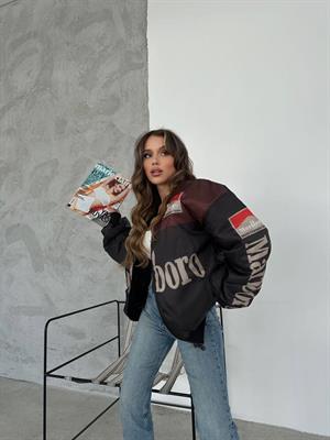 Streetwear Unisex İçi Astarlı Vintage Yarışçı Bomber Ceket