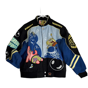 Streetwear Unisex İçi Astarlı Vintage Sponge Bob Detail Bomber Ceket