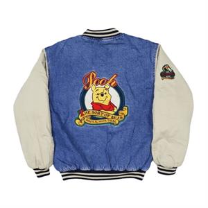 Streetwear Unisex Winnie The Pooh Nakışlı Oversize Kot Ceket