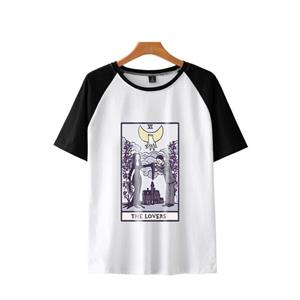 Tarot The Lovers Baskılı Reglan Kol Beyaz Unisex Oversize T-shirt
