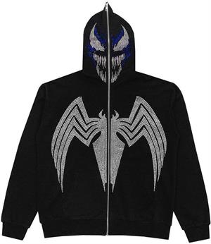 Taşlı Spider Tam Fermuarlı Zip Detaylı Streetweat Oversize Hırka