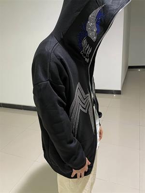 Taşlı Spider Tam Fermuarlı Zip Detaylı Streetweat Oversize Hırka