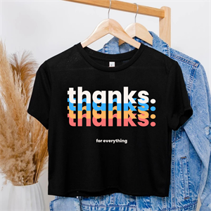 Thanks Baskılı Siyah Crop