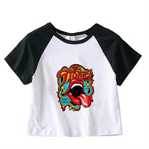 The Rolling Stones Baskılı Reglan Kol Beyaz Crop