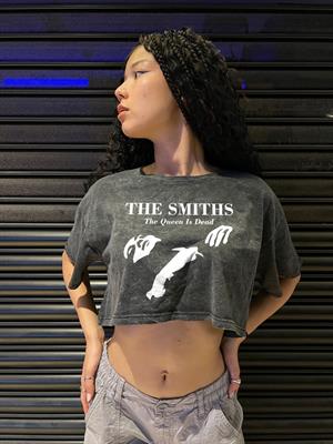 The Smiths Baskılı Vintage Yıkamalı Oversize Crop