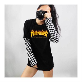 Touz Thrasher Unisex Damalı Kollu T-shirt