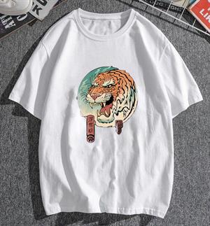 Tiger Art Beyaz Unisex Oversize T-shirt