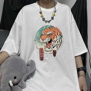 Tiger Art Beyaz Unisex Oversize T-shirt