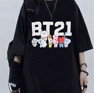 Touz Anime BT21 Baskılı Unisex T-shirt