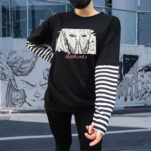 Touz Anime Obito Uchiha Çizgili Kollu Unisex T-shirt