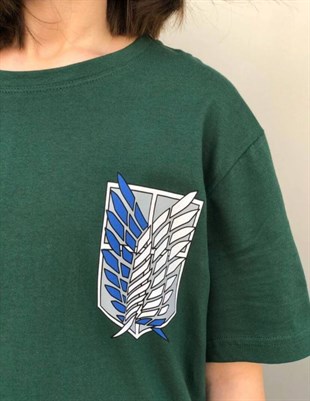 Touz Attack on Titan Wings of Liberty Yeşil (Unisex) T shirt